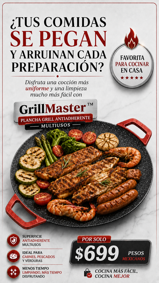 GrillMaster™ – Plancha Grill Antiadherente Multiusos