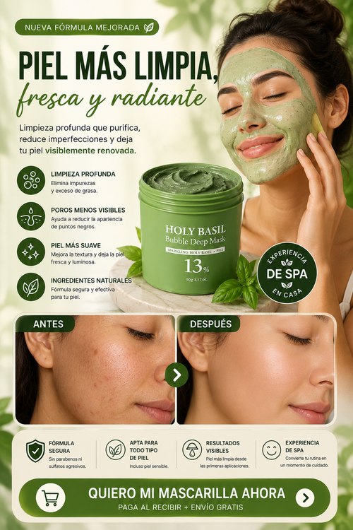 Holy Basil® Mascarilla facial para limpieza profunda de poros