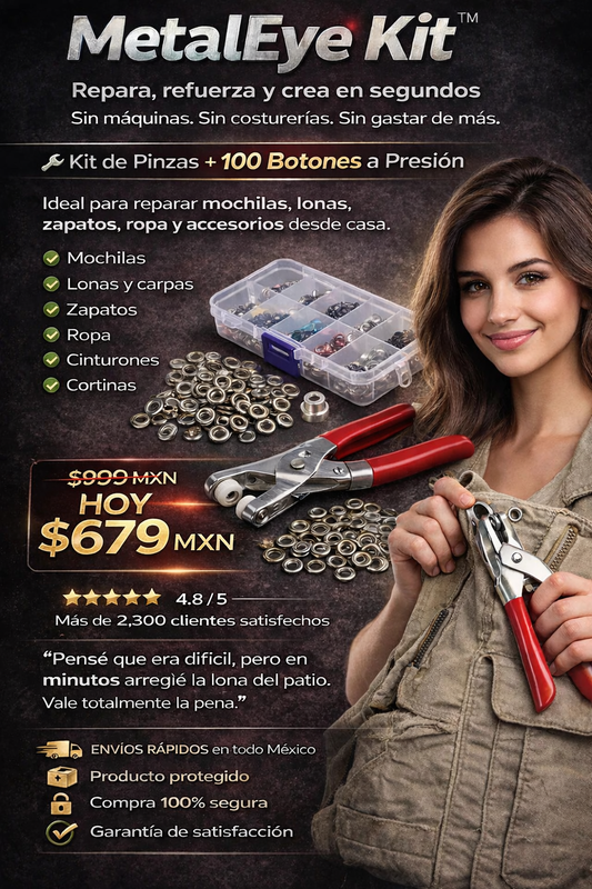 MetalEye Kit™   Pinza repara botones rápido y con precisión||Con 100 botones