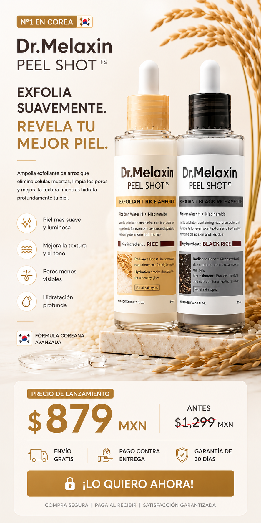 Dr. Melaxin™ Exfoliante natural, renueva, ilumina e hidrata||Kit 2 piezas