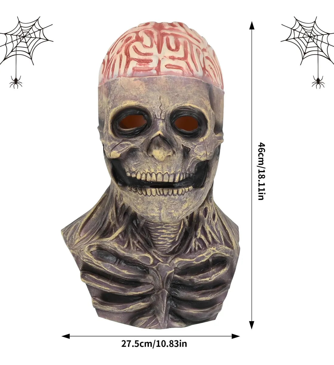 Máscara de Esqueleto con Cerebro (Disfraz Aterrador Para Halloween)