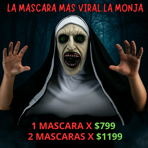 Máscara de la Monja El Conjuro (Disfraz impactante y facil de usar)